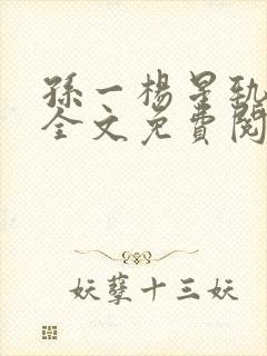 孙一杨星轨小说全文免费阅读笔趣阁