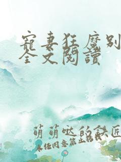 宠妻狂魔别太坏全文阅读