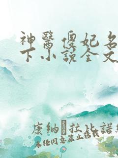 神医傻妃名动天下小说全文免费