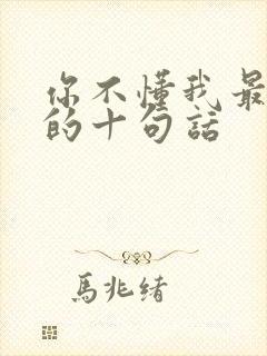 你不懂我最精辟的十句话