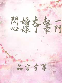 闪婚大叔一不小心嫁了豪门