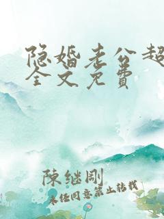 隐婚老公超给力全文免费