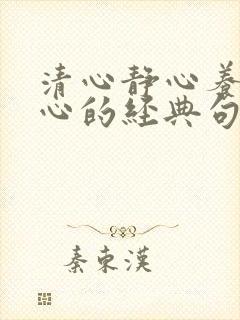 清心静心养心修心的经典句子