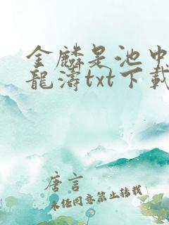 金麟是池中物侯龙涛txt下载