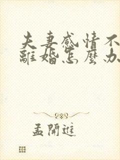 夫妻感情不合想离婚怎么办