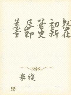 叶辰萧初然最新章节更新在线阅读