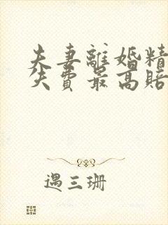 夫妻离婚精神损失费最高赔多少