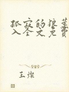 孤寂的狼叶凡进入全文免费阅读