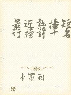 最近热播短剧排行榜前十名