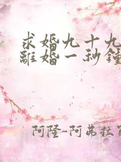 求婚九十九次,离婚一秒钟电视剧