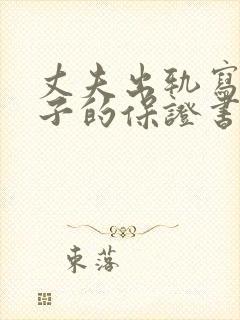 丈夫出轨写给妻子的保证书