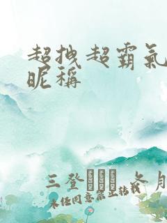 超拽超霸气女生昵称