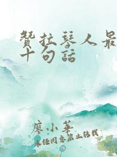 赞拉琴人最经典十句话