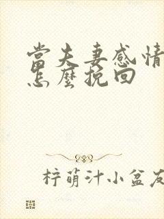 当夫妻感情破裂怎么挽回