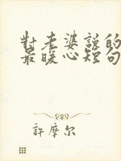 对老婆说的情话最暖心短句