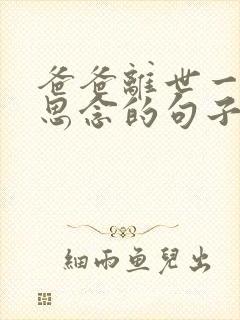 爸爸离世一年 思念的句子