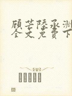 顾芒陆承洲小说全文免费下载