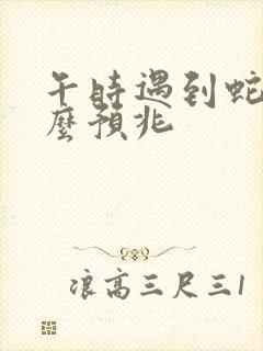 午时遇到蛇是什么预兆