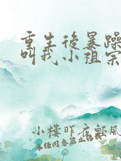重生后暴躁大佬叫我小祖宗小说