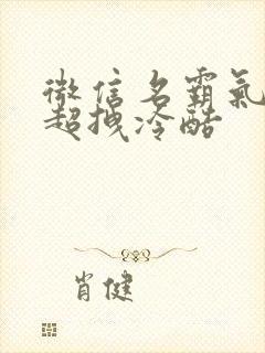 微信名霸气女生超拽冷酷