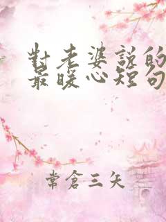 对老婆说的情话最暖心短句