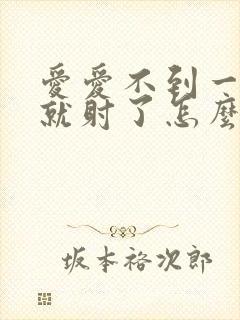 爱爱不到一分钟就射了怎么办