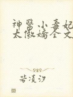 神医小毒妃皇叔太傲娇全文免费阅读