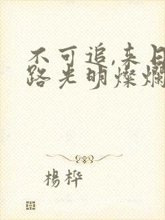 不可追,来日之路光明灿烂