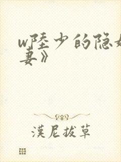 w陆少的隐婚甜妻》