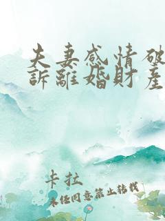 夫妻感情破裂起诉离婚财产分割