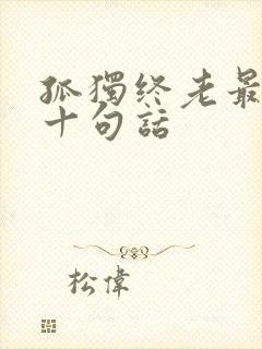 孤独终老最经典十句话