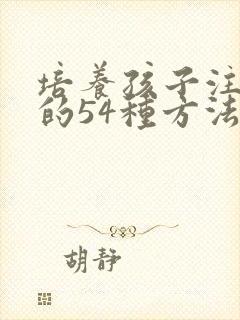 培养孩子注意力的54种方法