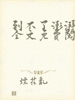 到不了澎湃小说全文免费阅读