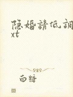 隐婚请低调 txt