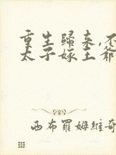 重生归来,不嫁太子嫁王爷