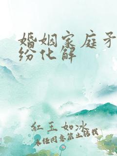 婚姻家庭矛盾纠纷化解