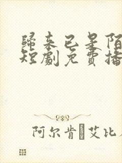 归来已是陌路人短剧免费播放