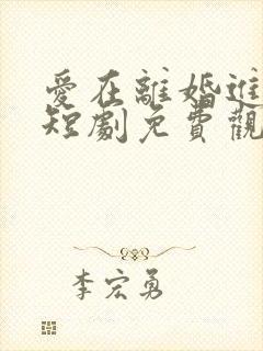 爱在离婚进行时短剧免费观看