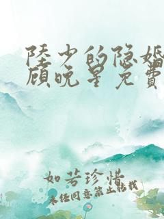 陆少的隐婚甜妻顾晚星免费阅读