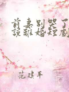 前妻别哭了是你说离婚短剧