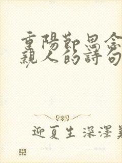 重阳节思念已故亲人的诗句