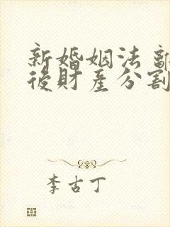 新婚姻法 离婚后财产分割