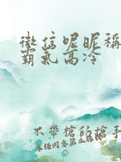 微信呢昵称男生霸气高冷