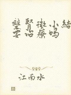 双肾微小结石需要治疗吗