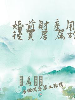 婚前财产用于婚后买房 属于夫妻共同财产