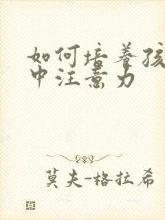 如何培养孩子集中注意力