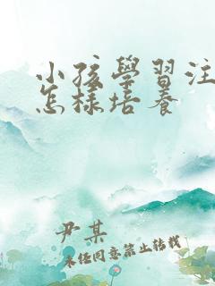 小孩学习注意力怎样培养