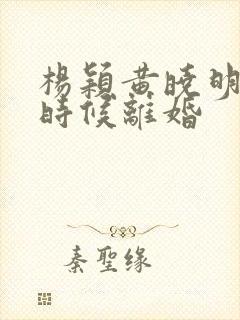 杨颖黄晓明什么时候离婚