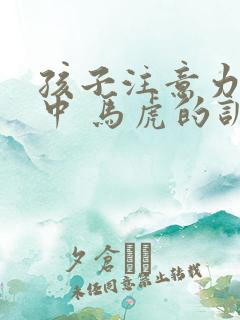 孩子注意力不集中 马虎的训练方法