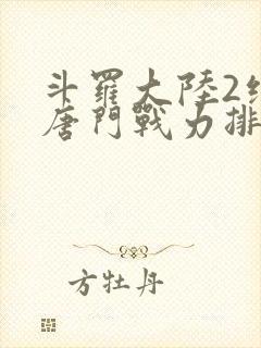 斗罗大陆2绝世唐门战力排名